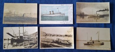 Postcards, Steamships, 17 cards mainly Civilian USA including Valley Belle Ohio RP, Yukon River