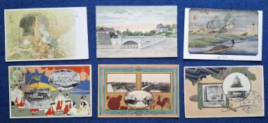 Postcards, Japan, 30 subject cards, mainly attractive coloured printed examples, subjects include