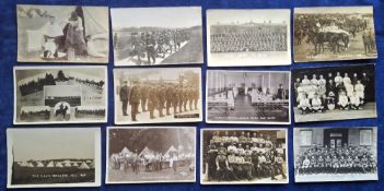 Postcards, Military, 100 cards to include portraits, groups, barracks, ablutions, sports teams,