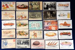 Postcards, Food, 65+ cards to include advertising ( Foster Clark's Jellies, Feathery Flake Flour,