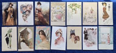 Postcards, Glamour, a selection of 50 cards to include Koehler-Wien, Popini, Mouton, Buhler,