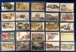 Postcards, Motor Cars, 50 cards to include 1950s road campaigners, chauffeuring staff, garage staff,