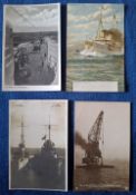 Postcards, Naval, 29 cards mainly German, including Service Crane, U Boats, Torpedoes etc, Artist