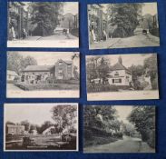 Postcards, Surrey, Oxshott, 24 cards including Scovells Tea Rooms (2), The Schools, Bear Hill / Bear