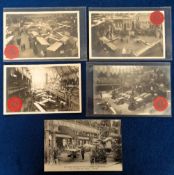 Postcards, Early Aviation, 5 cards featuring aviation exhibitions to comprise 4 cards with the red