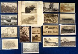 Postcards, Airships, 17 cards to comprise Launch of Vicker's Naval Airship At Barrow (2), wrecks and