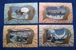 Postcards, Motoring Advertising, 4 cards advertising De Dion Bouton (3 cars & 1 motor boat) (
