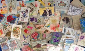 Postcards, Novelty, a selection of 150+ cards to include embossed (66), celluloid (55), pull down (