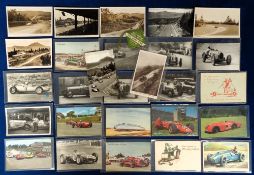 Postcards, Motor Racing, 50+ cards (to include some photos).' A Wolseley 12/16 HP Car Climbing