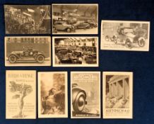 Postcards, Motoring, 9 cards to comprise 1910 German Motorboat and Motor show, 1933 German motor