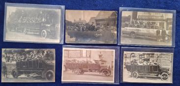 Postcards, Transport, Charabancs, approx. 45 cards of motorised charabancs, most with passengers, to