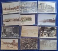 Postcards, Berkshire, Windsor, 34 cards, RPs, printed and artist drawn to include Puffin's Tea Shop,