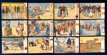 Postcards, Egypt, Tuck & Sons Oilette Remarque 'Humour In Egypt-The Nile' set of 6 cards Series 9546
