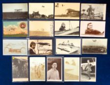Postcards, Early Aviation, 17 cards featuring the aviators Rolls (4), Hamel (9) and Paulhan (4) to