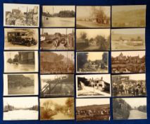Postcards, Kent, 40 cards RPs, printed and artist drawn to include Crown Inn, Leaves Green, The