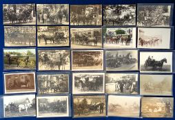 Postcards, Horse Drawn Vehicles, 50 cards, mostly RPs with a few printed to include carriages,