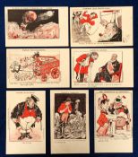 Postcards, Boer War, 7 comic cards lithographed by J. A. Luii of Amsterdam, artist C van Niekerk (