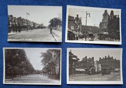 Postcards, London Suburbs, 13 cards all RP of Clapham, Ardingham & Hobbs Fire at Clapham Junction