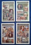 Postcards, Railway, 4 London Underground Poster Advertising cards, Hampstead, Chelsea, Thackeray's