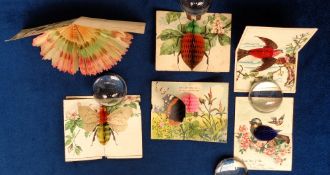 Postcards, Novelty, a collection of 10 early 20thC honeycomb (balloon) cards featuring 3 birds, a