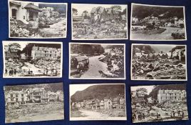 Postcards, Devon, Social History, Lynmouth Floods 1952, 20 different mainly RP cards covering this