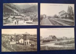 Postcards, France, 36 cards Railway Train related, mostly views of Stations, some level crossings