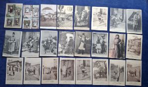Postcards, Salonica and Athens and other areas of Greece, 100+ cards featuring tabour players,