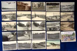 Postcards, Motor Racing Circuits, 24 cards, RPs, printed and 2 artist drawn, to include construction