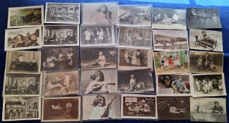 Postcards, Toys, approx. 110 cards to include toy soldier, pageant, family groups, cars, carts,