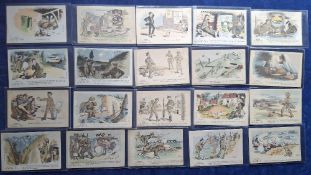 Postcards, Military, 'Sketches of Tommy's Life', by F. Mackain. A selection of approx. 45 comic