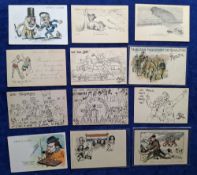 Postcards, Boer War, Cartoons, approx. 100 cards to include Kitchener, General Botha, General Dewet,