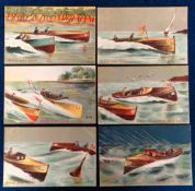 Postcards, Motor Boat Races, 6 cards by Avilla, EFA series No. 513 (gen gd, some with corner