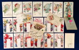 Postcards, Novelty, a collection of 23 cards to comprise 7 flower scented, a set of 12 French '