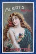 Postcard, Advertising, Muratti's High Class Cigarettes Poster advertising card, depicting Beauty (