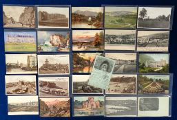 Postcards, Ireland, approx. 100 cards RPs, printed and artist drawn to include Antrim, Larne,
