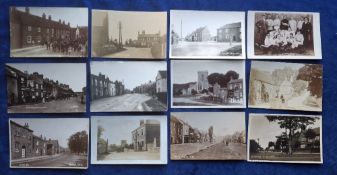 Postcards, East Yorkshire, 64 cards showing villages and towns, inns, churches, school, Hawthorn