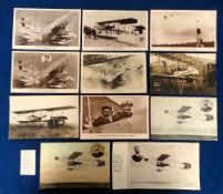 Postcards, Early Aviation, 11 cards featuring Henri Farman to include one postmarked Blackpool