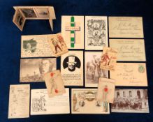 Postcards etc, Boer War, 18 items to comprise 13 postcards, anti-British, child soldiers,