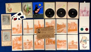 Postcards, Novelty, 11 early 20thC cards to include 1 Spectrograph of the Clock Tower Margate, 1