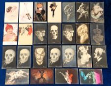 Postcards, Glamour and Fantasy, a selection of 60 cards to include Kirchner (A Duck's Egg - a bit