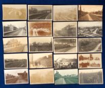 Postcards, Rail, Yorkshire, 33 cards, mostly views of stations to include Wetherby, Cricclestone,