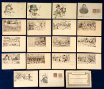 Postcards, Boer War, 30 artist drawn cards, several anti Queen Victoria and Chamberlain. Artists