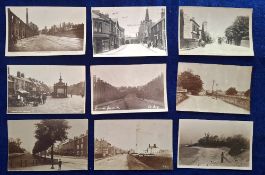 Postcards, Yorkshire, 120+ cards showing towns, villages, street scenes, events etc. Yeadon fire,