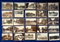 Postcards, Berkshire, Sonning, 45+ cards RPs and printed showing street scenes, Sonning Lock,