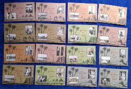 Postcards, Greetings From Egypt, 50+ cards, many with 2 small images attached to front,