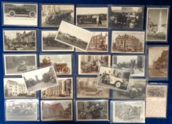 Postcards, Motor Cars, 50 photographic cards to include 1933 car show, private cars, town centres,