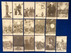 Postcards, Bruce Bairnsfather 'Fragments From France', a collection of 14 sets of 6 cards. Set