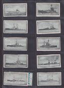 Cigarette cards, Mitchell, British Warships 1st Series 11/25 proof version, all with sky blue