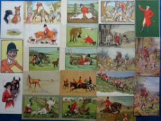 Postcards, an illustrated selection of approx. 31 cards of hunting, with hounds, horses, huntsmen