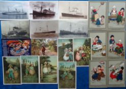 Postcards, a subject mix of 40+ cards with 2 sets of 6 published by Faulkner inc. series 1251 A-F